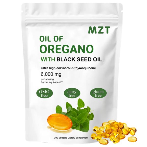 Oil of Oregano, 300 Softgel | Oregano Oil with Black Seed Oil, 4X Strength Carvacrol & Thymoquinone | Plant Based, Non-GMO | Antioxidant & Immune Support
