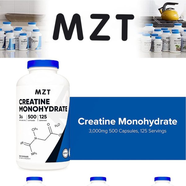 Micronized Creatine Monohydrate 3,000mg 500 Capsules, 125 Servings, 750mg of Creatine Monohydrate Per Capsule - Image 2