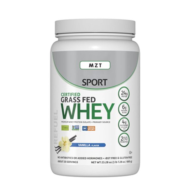 Sport Whey Protein Powder Chocolate, Premium Grass Fed Whey Protein Isolate Plus Probiotics for Immune System Health, 24g Protein, Non GMO, Gluten Free, Cold Processed - 20 Servings