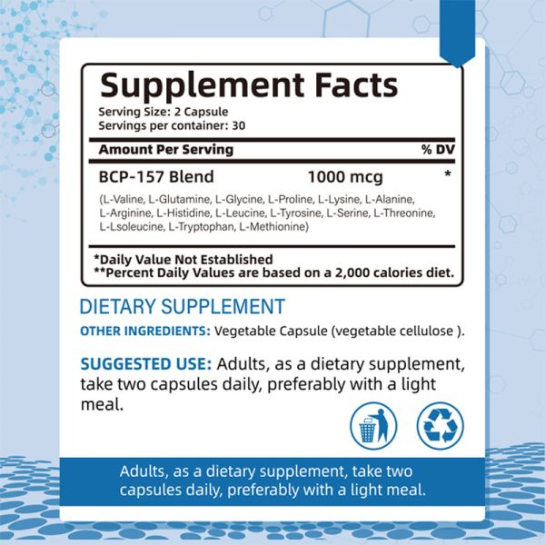 BPC 157 Peptide Capsules, High Potency BPC 157, New Protective Compound BPC 157, BPC-157 for Muscle & Workout Recovery for Faster Recovery and Gut Healing, Gluten Free Supplement,60 Capsules - Image 3