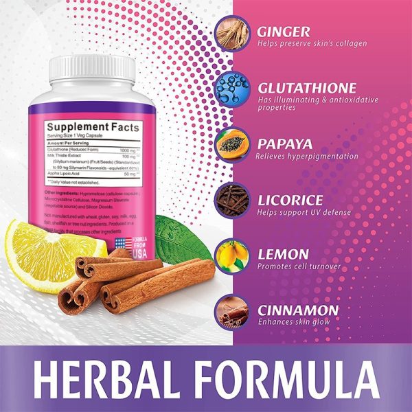 Glutathione Capsules - 5000mcg Glutathione Supplement - Skin Tone Enhancer - Targets Dark Spots & Acne Marks - Potent Antioxidant - 60 Capsules - Image 3