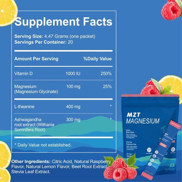 100% Original Calm Magnesium Powder Featuring L-Theanine, KSM-66 Ashwagandha, Magnesium Glycinate, and Vitamin D3. No Sugar, Non-GMO, and Perfect for on-The-go use. Each Box Contains 20 Servings. - Image 3