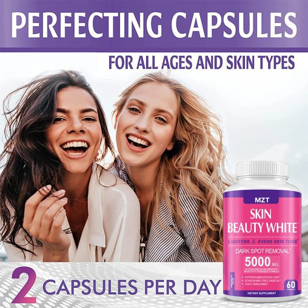 Glutathione Capsules - 5000mcg Glutathione Supplement - Skin Tone Enhancer - Targets Dark Spots & Acne Marks - Potent Antioxidant - 60 Capsules - Image 2