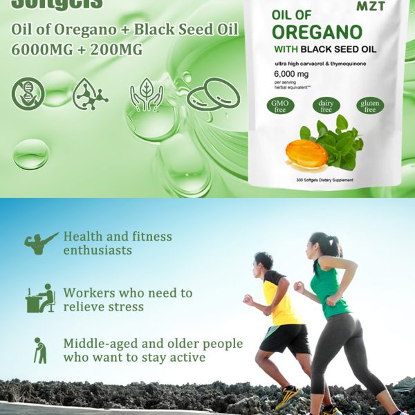 Oil of Oregano, 300 Softgel | Oregano Oil with Black Seed Oil, 4X Strength Carvacrol & Thymoquinone | Plant Based, Non-GMO | Antioxidant & Immune Support - Image 4